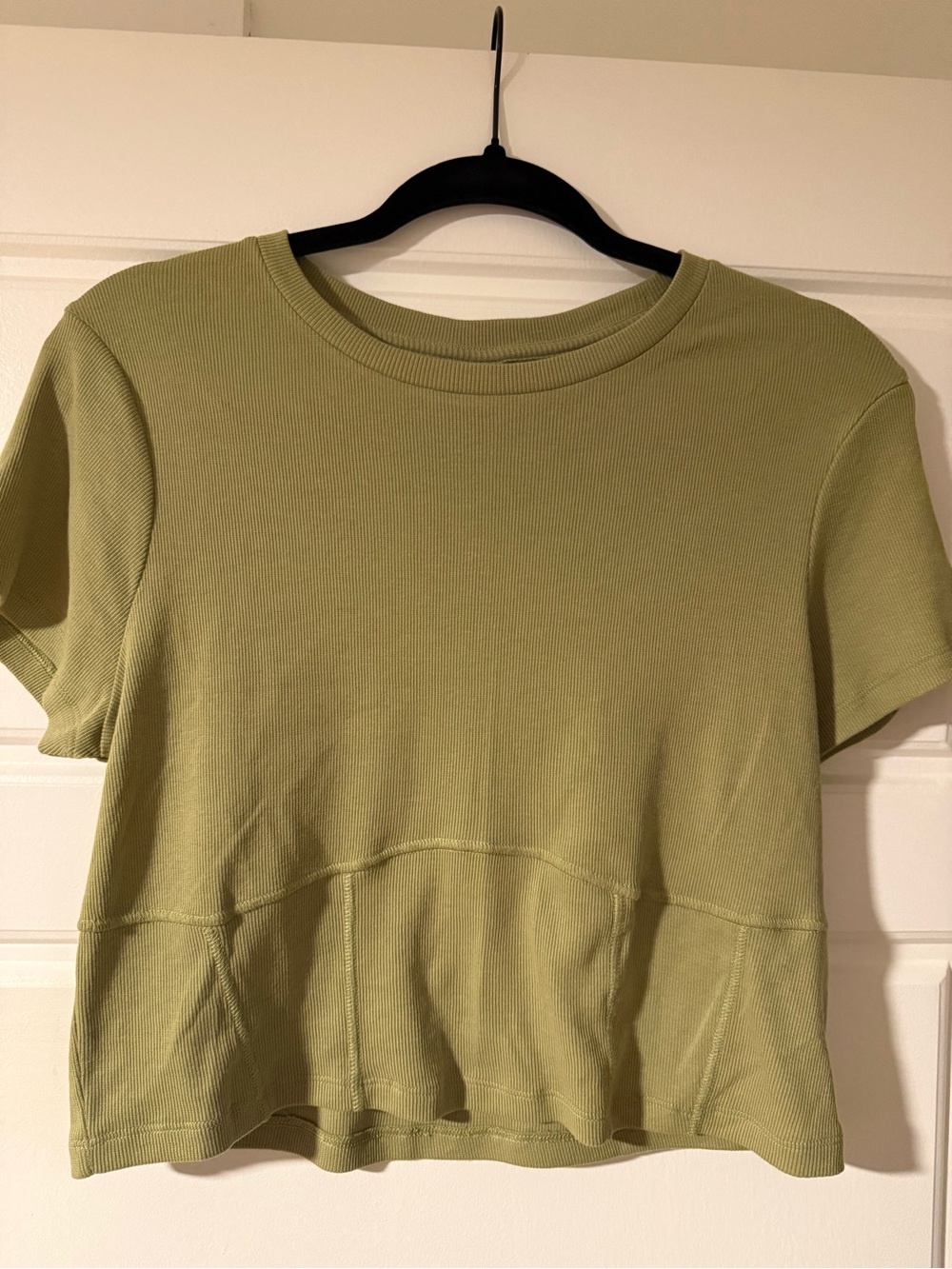 Abound Light Olive Ribbed Short Sleeve Crop Top